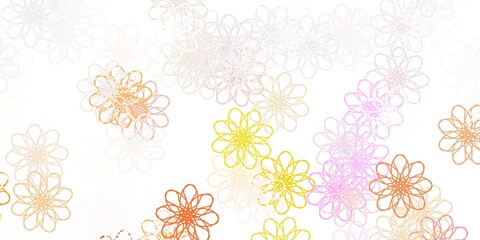 Light Pink, Yellow vector natural artwork with flowers.