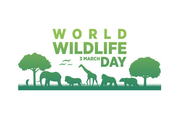 March 3, World Wildlife Day Logo Design Template. Vector Illustration.