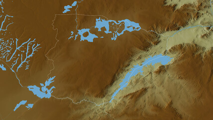 Southern, Zambia - outlined. Relief