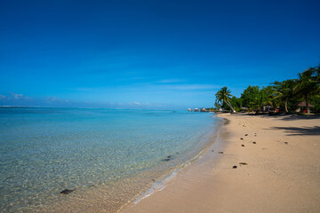 Beautiful white sand beach on Samoa's south coast in Upolu
