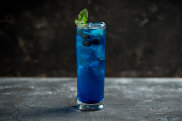 Colorful blueberry cocktail. Selective focus. Shallow depth of field.