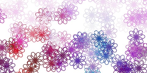 Light Pink, Green vector doodle template with flowers.