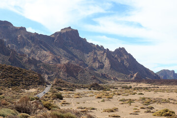 Volcanic mountain panorama in Teide National Park on Canary Island Tenerife, Spain