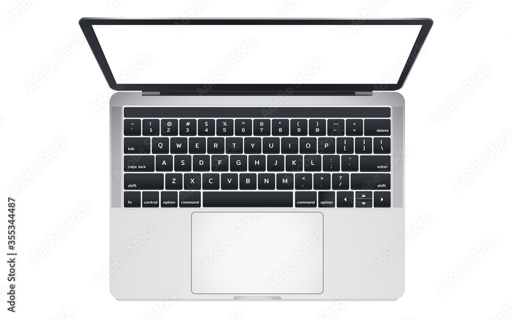 Fototapete Top view of modern laptop computer with touchpad.Isolate on white background.
