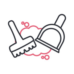 rake and dustpan line style icon vector design