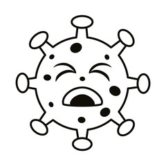 covid19 particle sad emoticon character