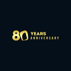 80 Years Anniversary Gold Number Vector Design