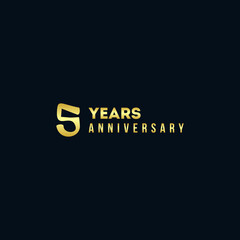 5 Years Anniversary Gold Number Vector Design