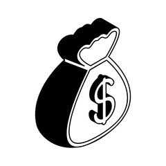 money bag isometric line style icon vector design