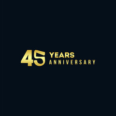 45 Years Anniversary Gold Number Vector Design