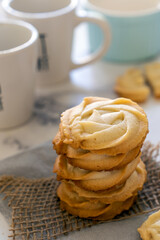 Butter cookies in stack ready to be served