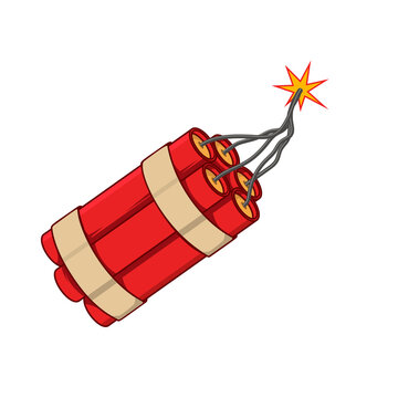 Illustration of dynamite isolated on white background. Design element for poster, card, banner, logo, label, sign, badge, t shirt. Vector illustration
