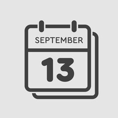 Calendar icon day 13 September, template date days
