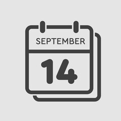Calendar icon day 14 September, template date days