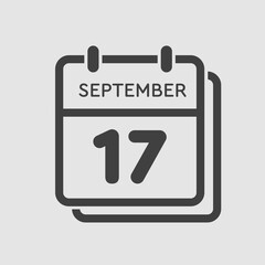 Calendar icon day 17 September, template date days