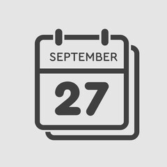 Calendar icon day 27 September, template date days