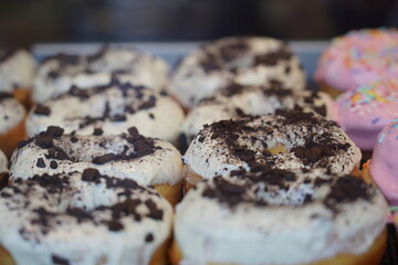 close up of a bun with chocolate