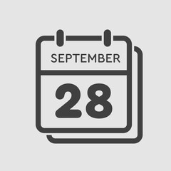 Calendar icon day 28 September, template date days