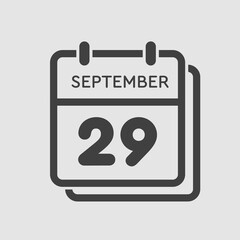 Calendar icon day 29 September, template date days