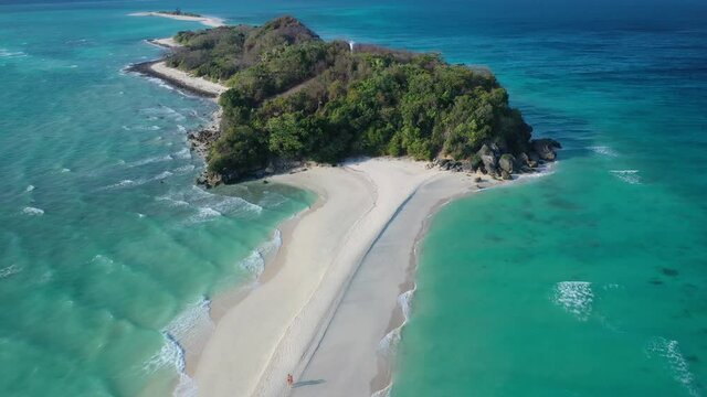 Wonderful Tropical Island and White Sandbar, Aerial View of Cresta De Gallo, Sibuyan Island, Philippines