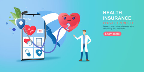 Health insurance concept.Healthcare, finance and medical service. Vector illustration about health insurance.