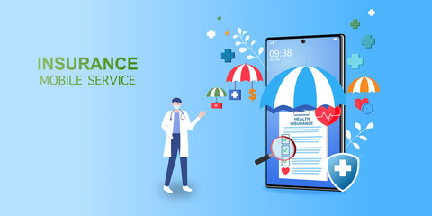 Health insurance concept.Healthcare, finance and medical service. Vector illustration about health insurance.