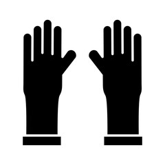 Obraz premium rubber gloves with covid19 particles silhouette style