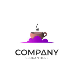Coffee cup combination with cloud creative logo design.