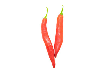 fresh red hot chili peppers isolated on white background with clipping path..