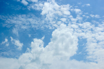 beautiful photos of the blue sky on a clear day with clean white clouds, a combination of blue and white and sparkling sunlight add a sense of enthusiasm for outdoor activities