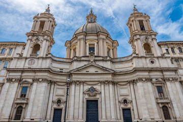 Fototapeta na wymiar Sant'Agnese in Agone (also called Sant'Agnese in Piazza Navona), a 17th-century Baroque church in Rome, Italy