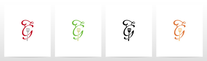 Chef Hat And Spatula On Letter Logo Design G