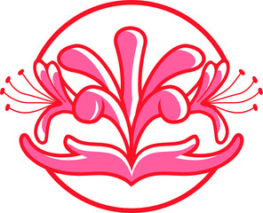 Honeysauckle Flower and Care Logo Vector Illustration