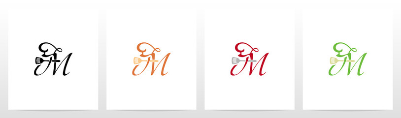 Chef Hat And Spatula On Letter Logo Design M