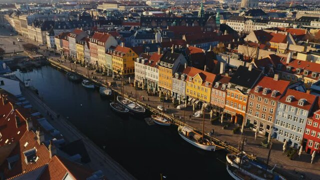 Scenic Cityscape Aerial View in Copenhagen, Denmark