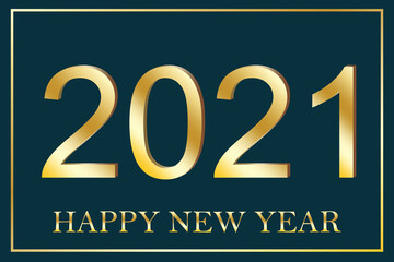 Vector illustration for happy 2021 year background. Green decoration for a holiday poster or calendar.