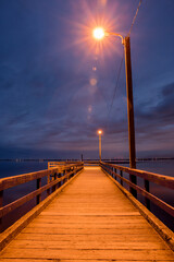 pier at night long exposure in white rock, canada