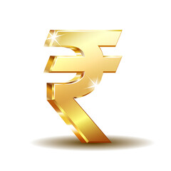 Golden Rupee Currency Icon Isolated on white