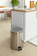 Clean trash bin in modern kitchen