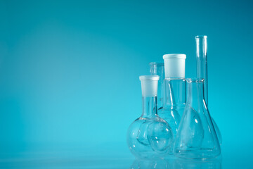 Chemical vessels. Glass flasks. Laboratory utensil.