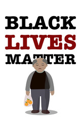 Black Lives Matter. Standing skin color men and text Black lives matter on white background.Claim symbol To stop racism in this world. 