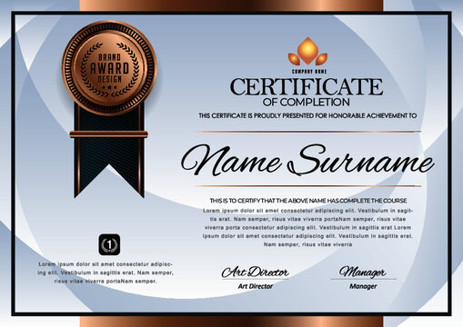 Certificate template for course completion, certificate of competion. 
