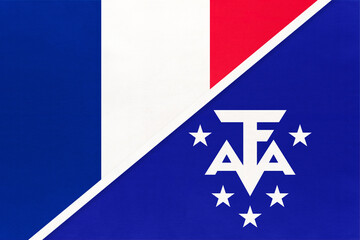 France and French Southern and Antarctic Lands, symbol of national flags from textile.