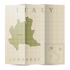 Lombardy paper map