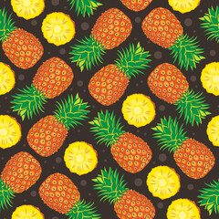 pineapple fruit seamless vector pattern