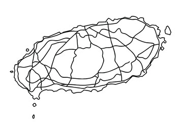 Map of Jeju Island with roads marked. Vector line art illustration.