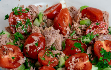 tomato salad with feta cheese and basil