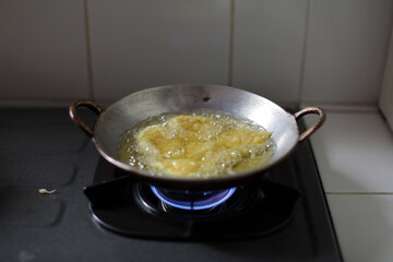 cooking oil in a pan