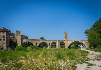 Fototapeta na wymiar Landscape medieval village Besalu, Catalonia, Spain