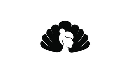 Pearl beauty face silhouette black white logo icon design